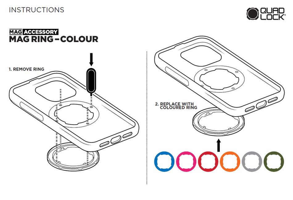 Barevný personalizační kroužek Quad Lock MAG - černá