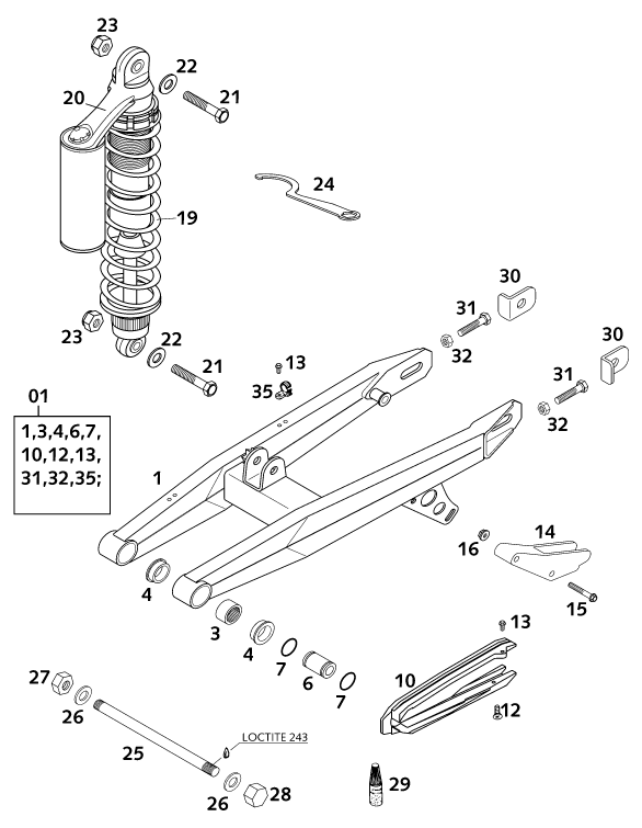 Výkres: 0490 KYVNÁ VIDLICE (SWINGARM)