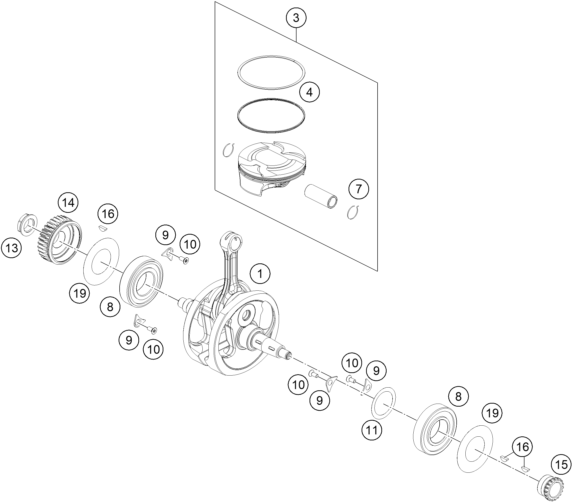 Výkres: 3060 CRANKSHAFT, PISTON