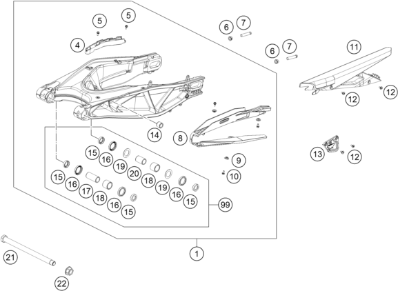 Výkres: 0490 KYVNÁ VIDLICE (SWINGARM)