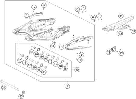 Výkres: 0490 KYVNÁ VIDLICE (SWINGARM)