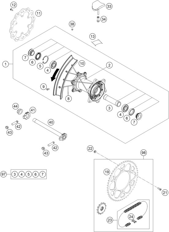 Výkres: 1010 REAR WHEEL