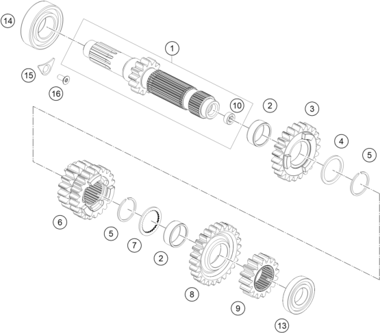 Výkres: 3330 TRANSMISSION I - MAIN SHAFT