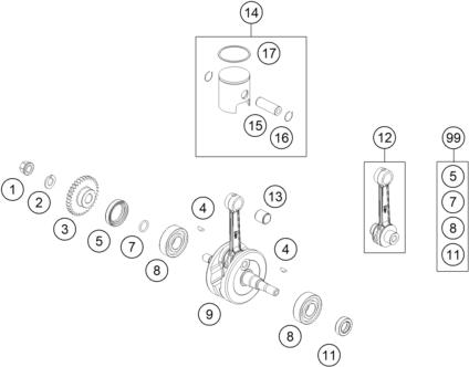 Výkres: 3060 CRANKSHAFT, PISTON