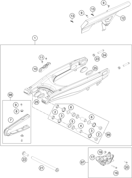 Výkres: 0490 KYVNÁ VIDLICE (SWINGARM)