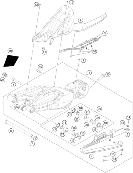Výkres: 0490 KYVNÁ VIDLICE (SWINGARM)