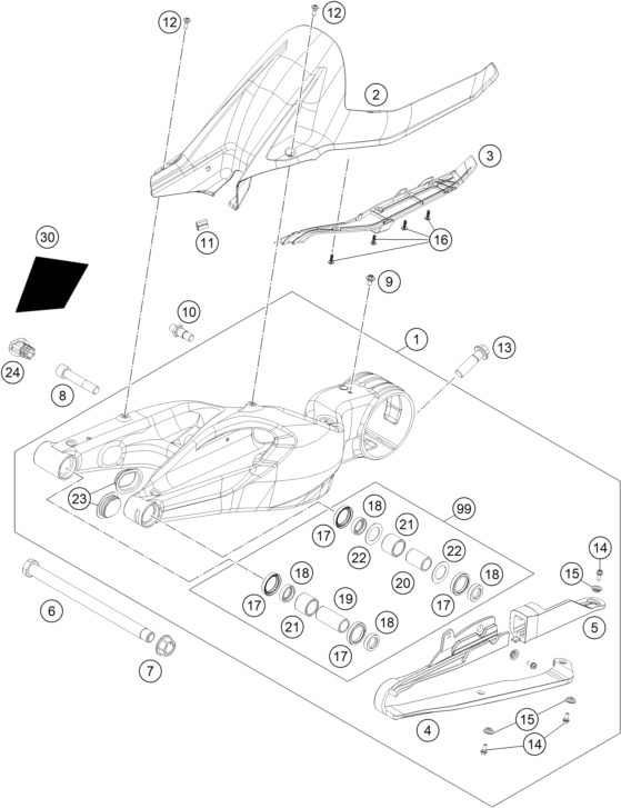 Výkres: 0490 KYVNÁ VIDLICE (SWINGARM)