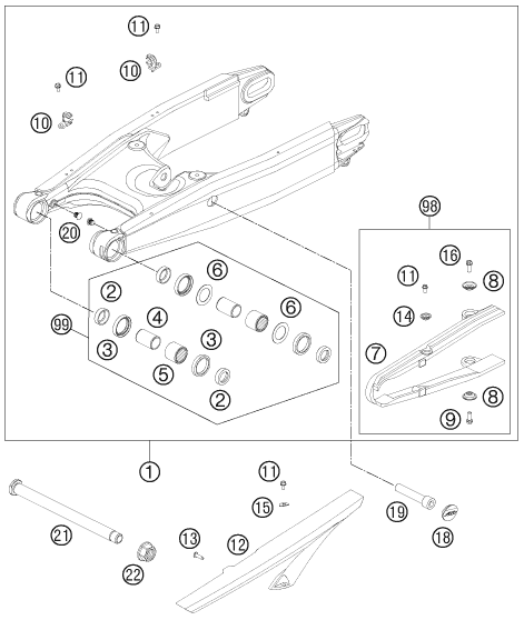 Výkres: 0490 KYVNÁ VIDLICE (SWINGARM)