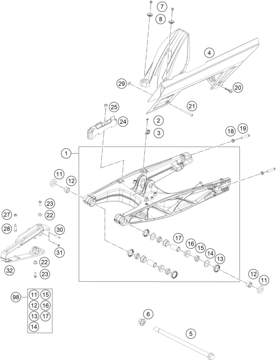 Výkres: 0490 KYVNÁ VIDLICE (SWINGARM)