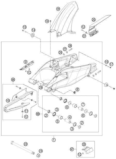 Výkres: 0490 KYVNÁ VIDLICE (SWINGARM)