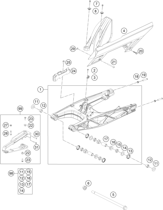 Výkres: 0490 KYVNÁ VIDLICE (SWINGARM)