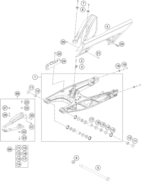 Výkres: 0490 KYVNÁ VIDLICE (SWINGARM)