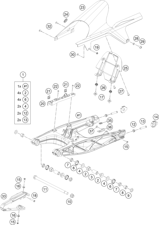 Výkres: 0490 KYVNÁ VIDLICE (SWINGARM)