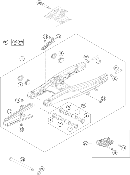 Výkres: 0490 KYVNÁ VIDLICE (SWINGARM)