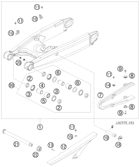 Výkres: 0490 KYVNÁ VIDLICE (SWINGARM)