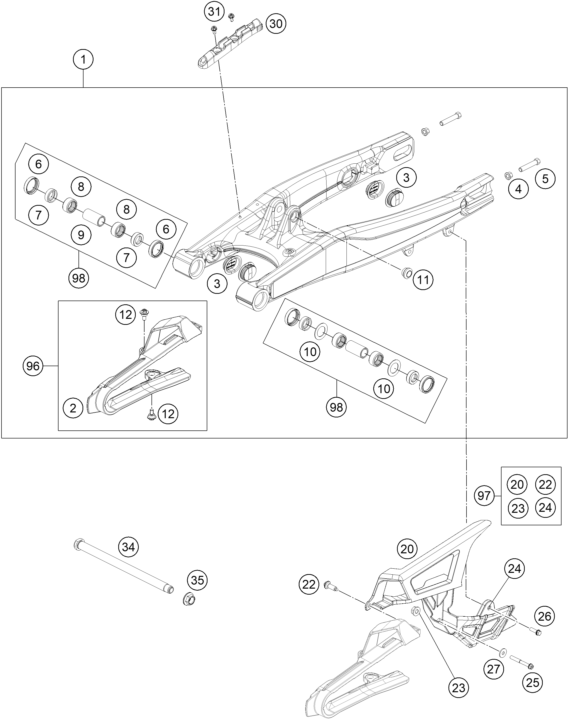 Výkres: 0490 KYVNÁ VIDLICE (SWINGARM)