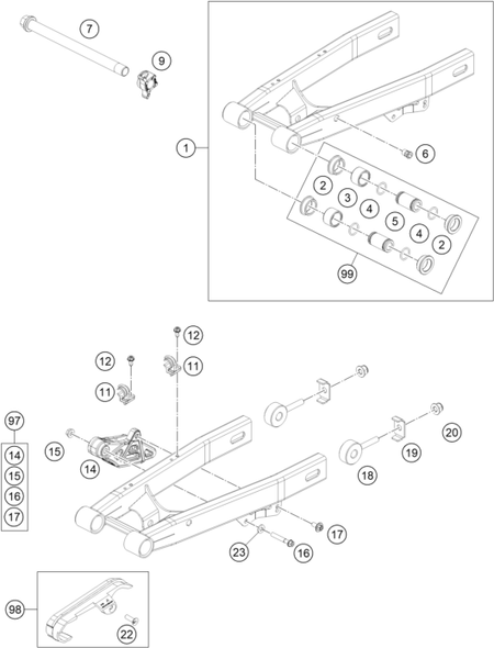 Výkres: 0490 KYVNÁ VIDLICE (SWINGARM)
