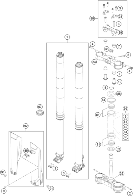 Výkres: 0110 PŘEDNÍ VIDLICE, KORUNKA ŘÍZENÍ