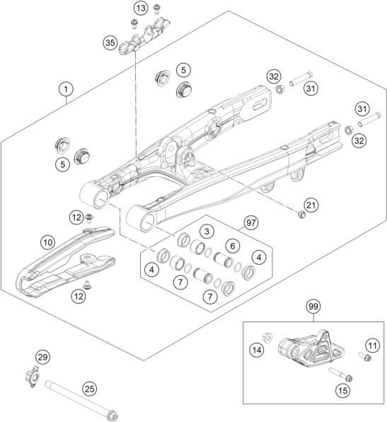 Výkres: 0490 KYVNÁ VIDLICE (SWINGARM)