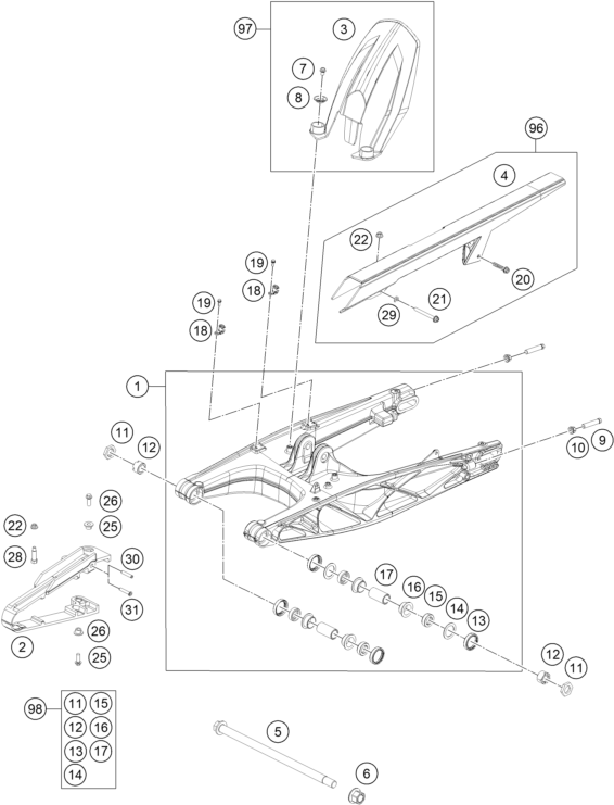 Výkres: 0490 KYVNÁ VIDLICE (SWINGARM)