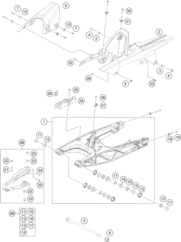 Výkres: 0490 KYVNÁ VIDLICE (SWINGARM)