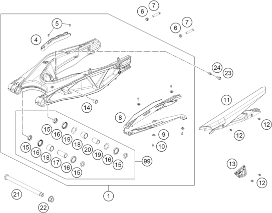 Výkres: 0490 KYVNÁ VIDLICE (SWINGARM)