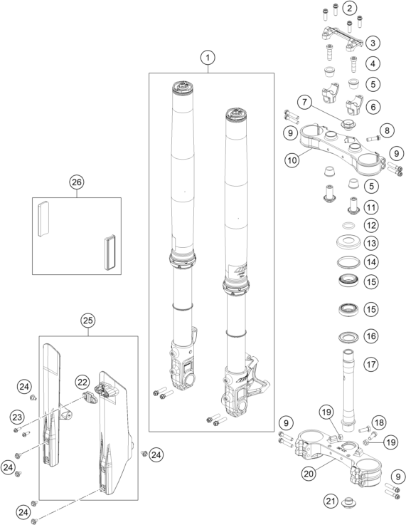 Výkres: 0110 PŘEDNÍ VIDLICE, KORUNKA ŘÍZENÍ