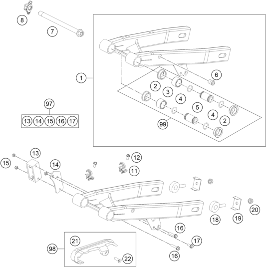 Výkres: 0490 KYVNÁ VIDLICE (SWINGARM)