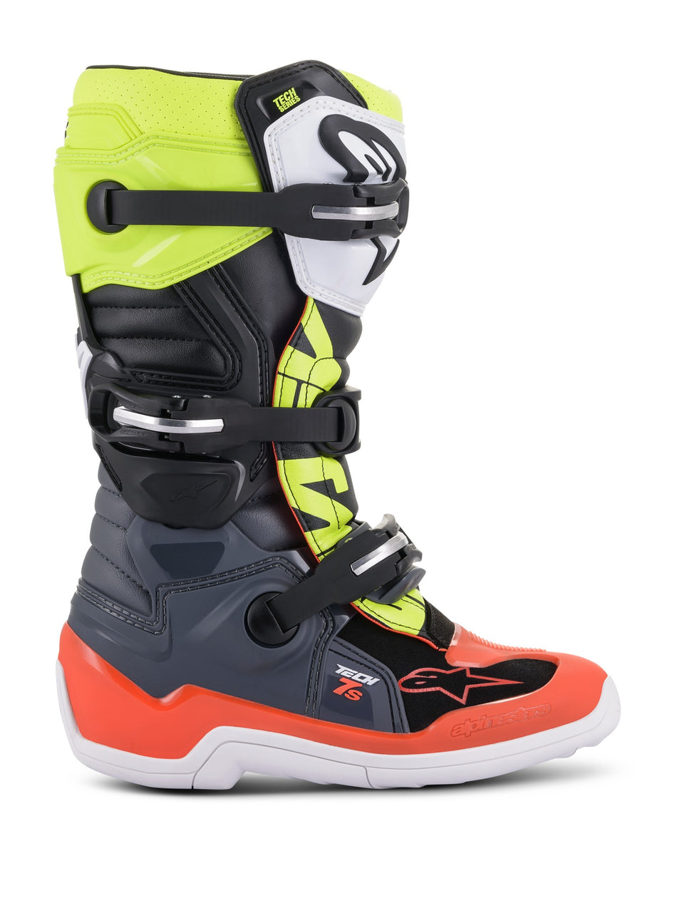 Dětské boty Alpinestars Tech 7 S šedá/červená fluo/žlutá fluo