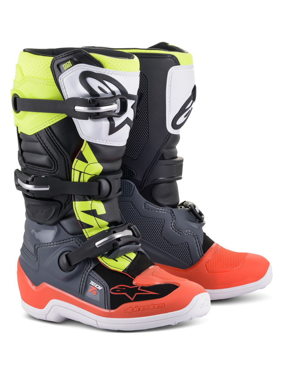 Dětské boty Alpinestars Tech 7 S šedá/červená fluo/žlutá fluo