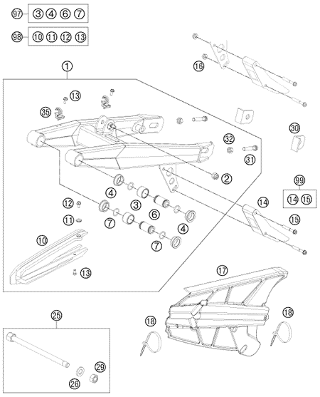 Výkres: 0490 KYVNÁ VIDLICE (SWINGARM)