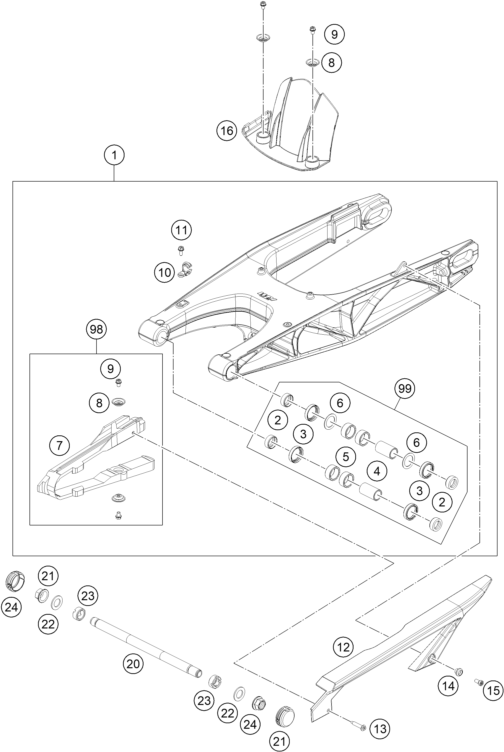 Výkres: 0490 KYVNÁ VIDLICE (SWINGARM)
