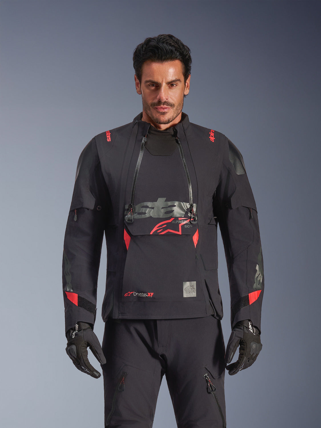 Bunda Alpinestars Harok PRO Drystar XF černé/tmavě šedé/červené