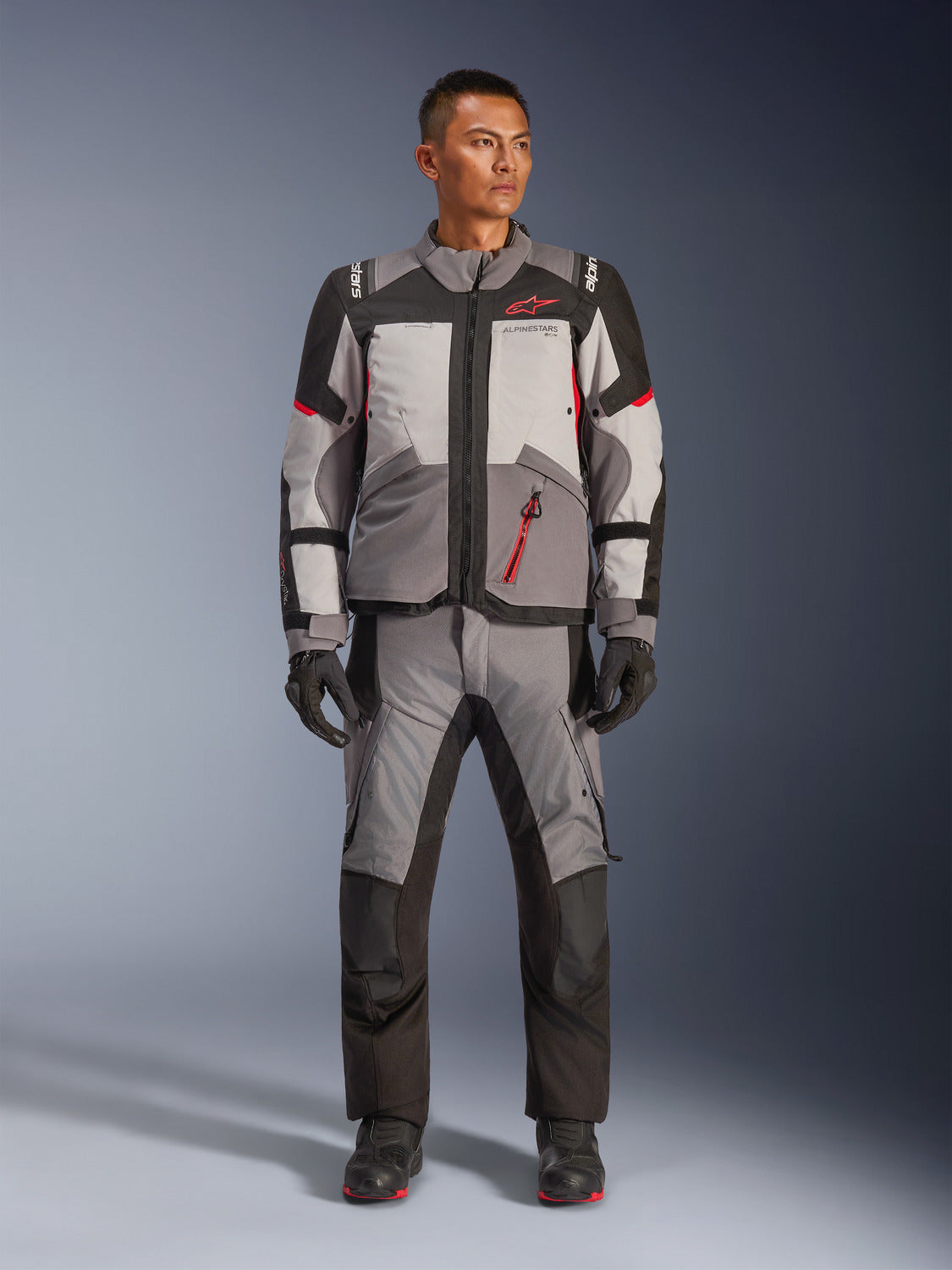 Bunda Alpinestars Andes V4 Drystar tmavě šedá/světle šedá/černá/červená