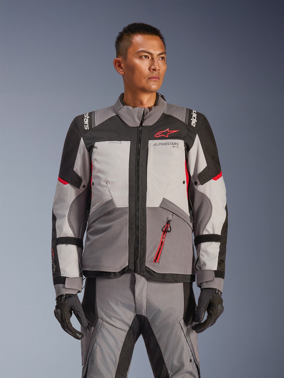 Bunda Alpinestars Andes V4 Drystar tmavě šedá/světle šedá/černá/červená