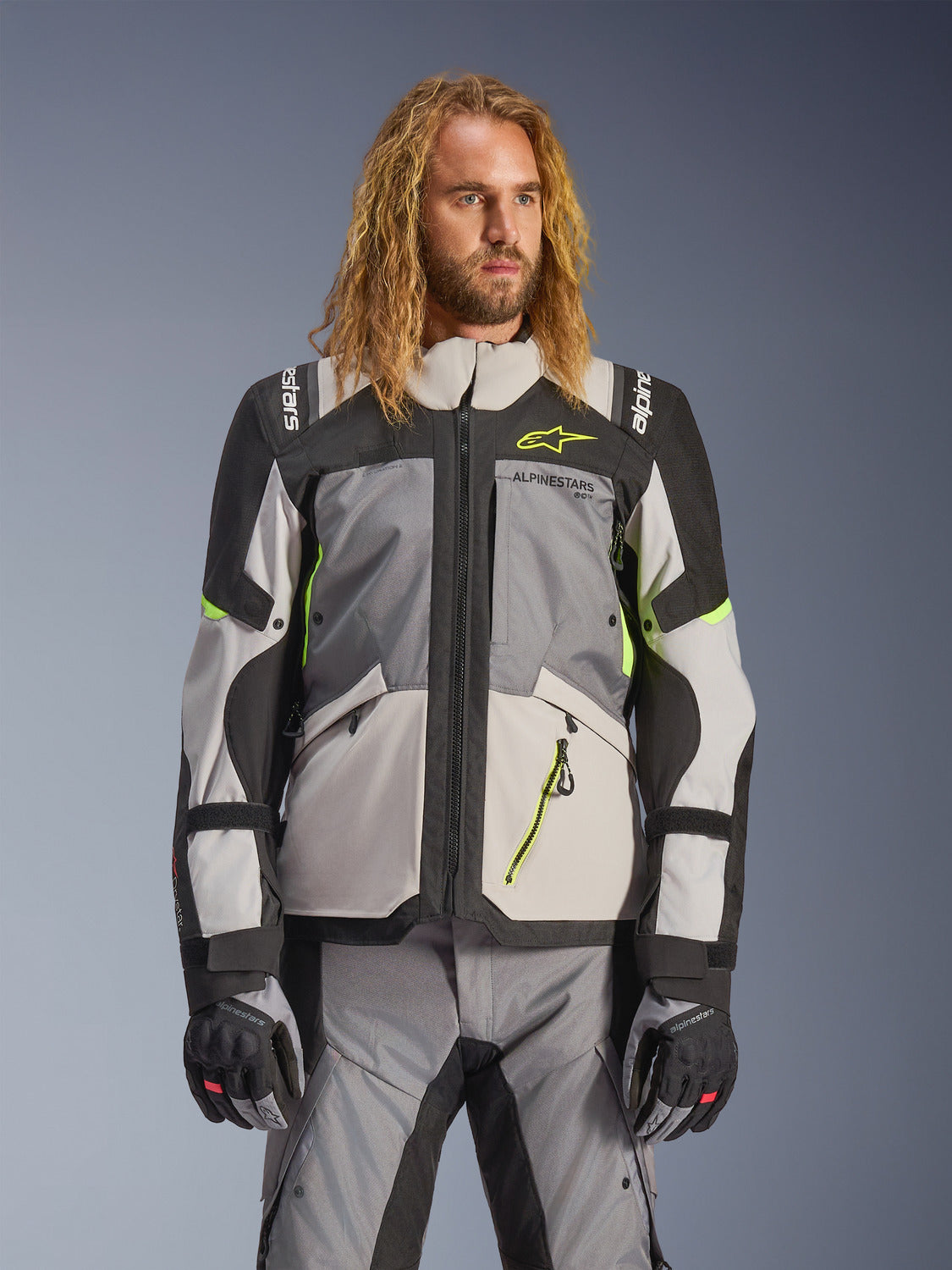 Bunda Alpinestars Andes V4 Drystar tmavě šedá/světle šedá/černá/žlutá fluo