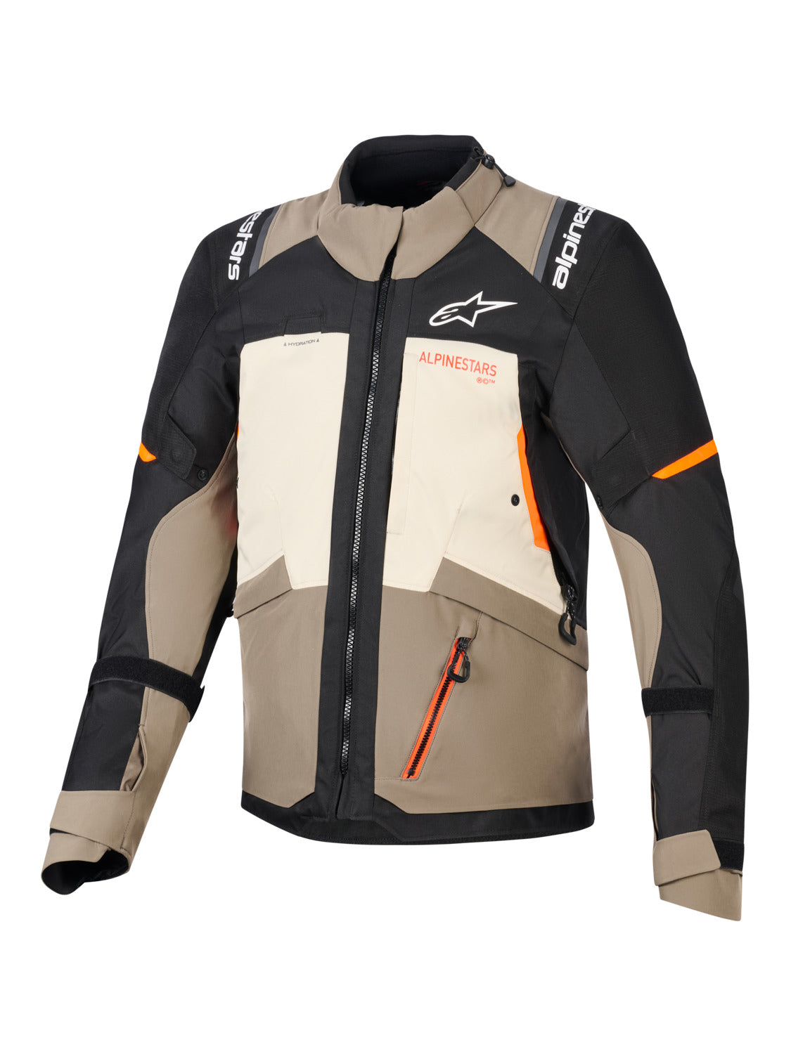 Bunda Alpinestars Andes V4 Drystar krémová/světle hnědá/černá/oranžová fluo