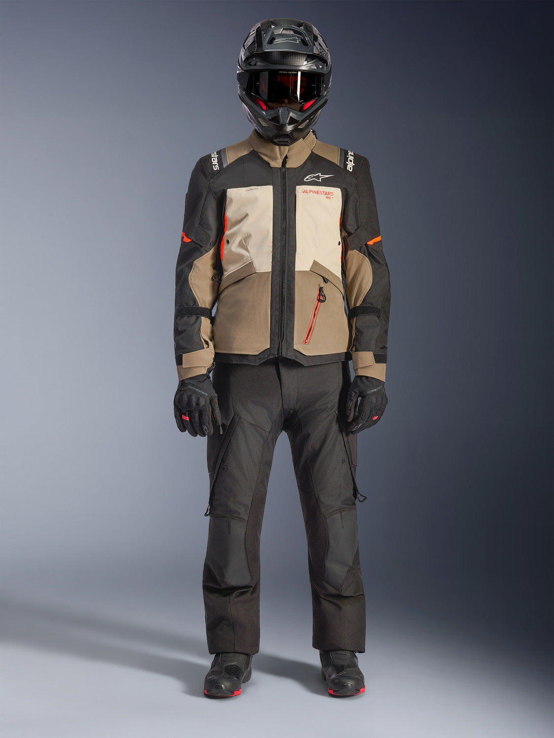 Bunda Alpinestars Andes V4 Drystar krémová/světle hnědá/černá/oranžová fluo