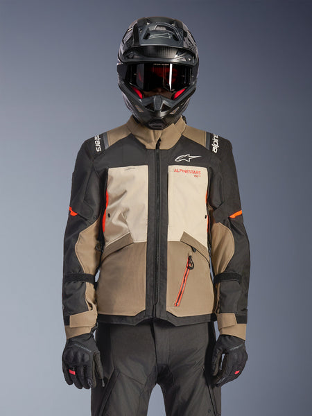 Bunda Alpinestars Andes V4 Drystar krémová/světle hnědá/černá/oranžová fluo