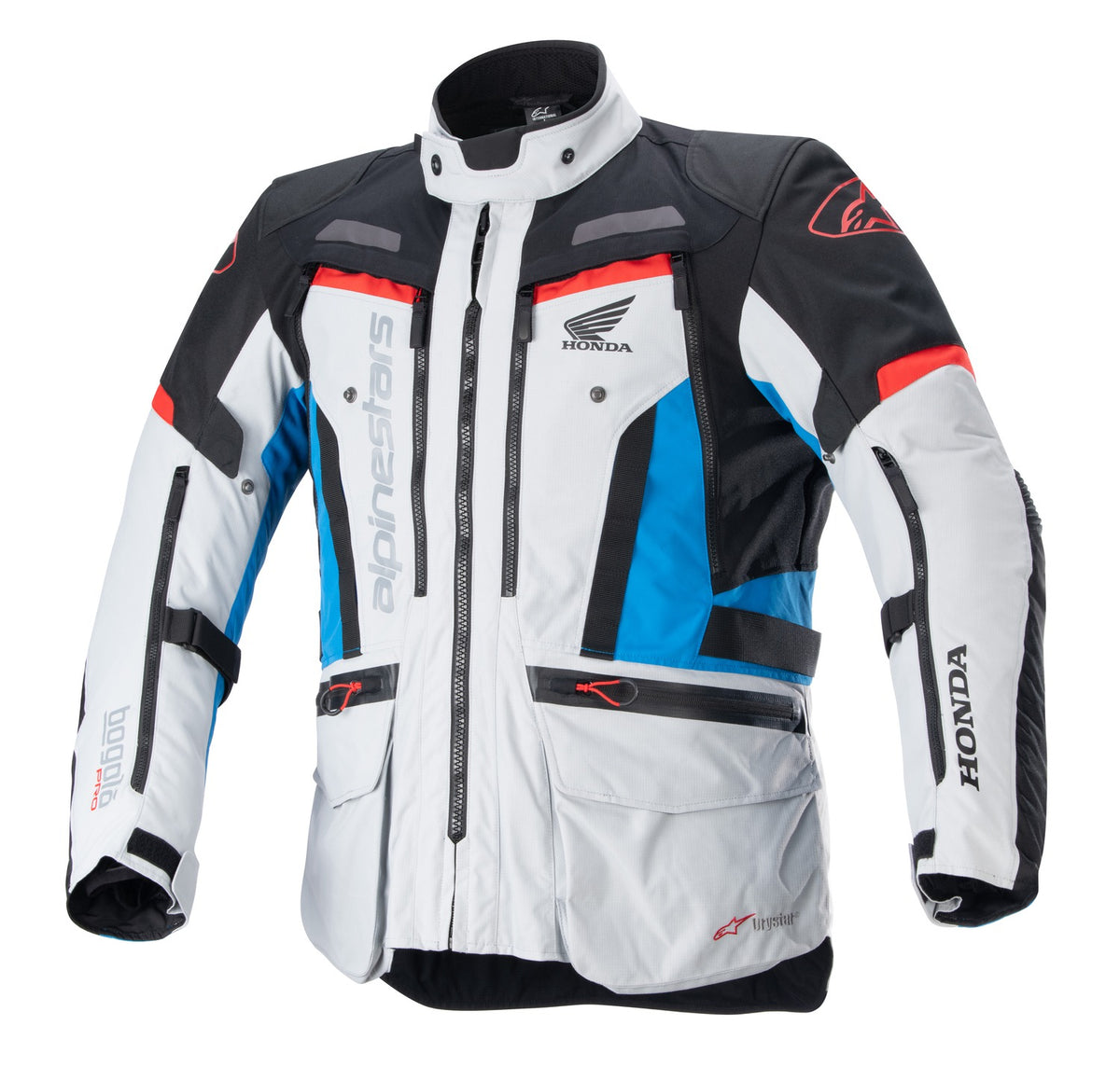 Bunda Alpinestars Bogota PRO Drystar Honda světle šedá/červená fluo/modrá/černá
