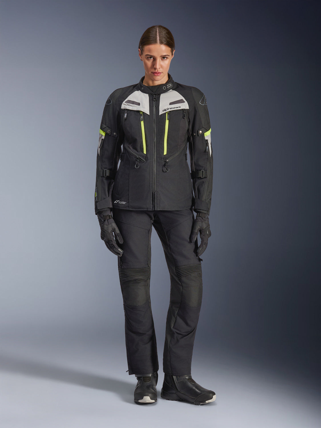 Dámská bunda Alpinestars Stella Bogota PRO Drystar černá/šedá/žlutá fluo