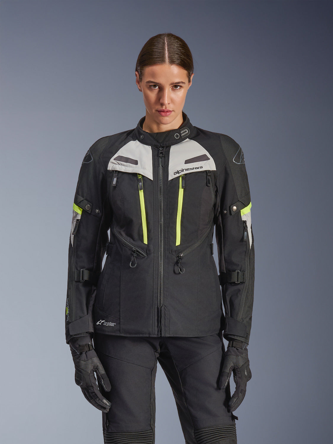 Dámská bunda Alpinestars Stella Bogota PRO Drystar černá/šedá/žlutá fluo