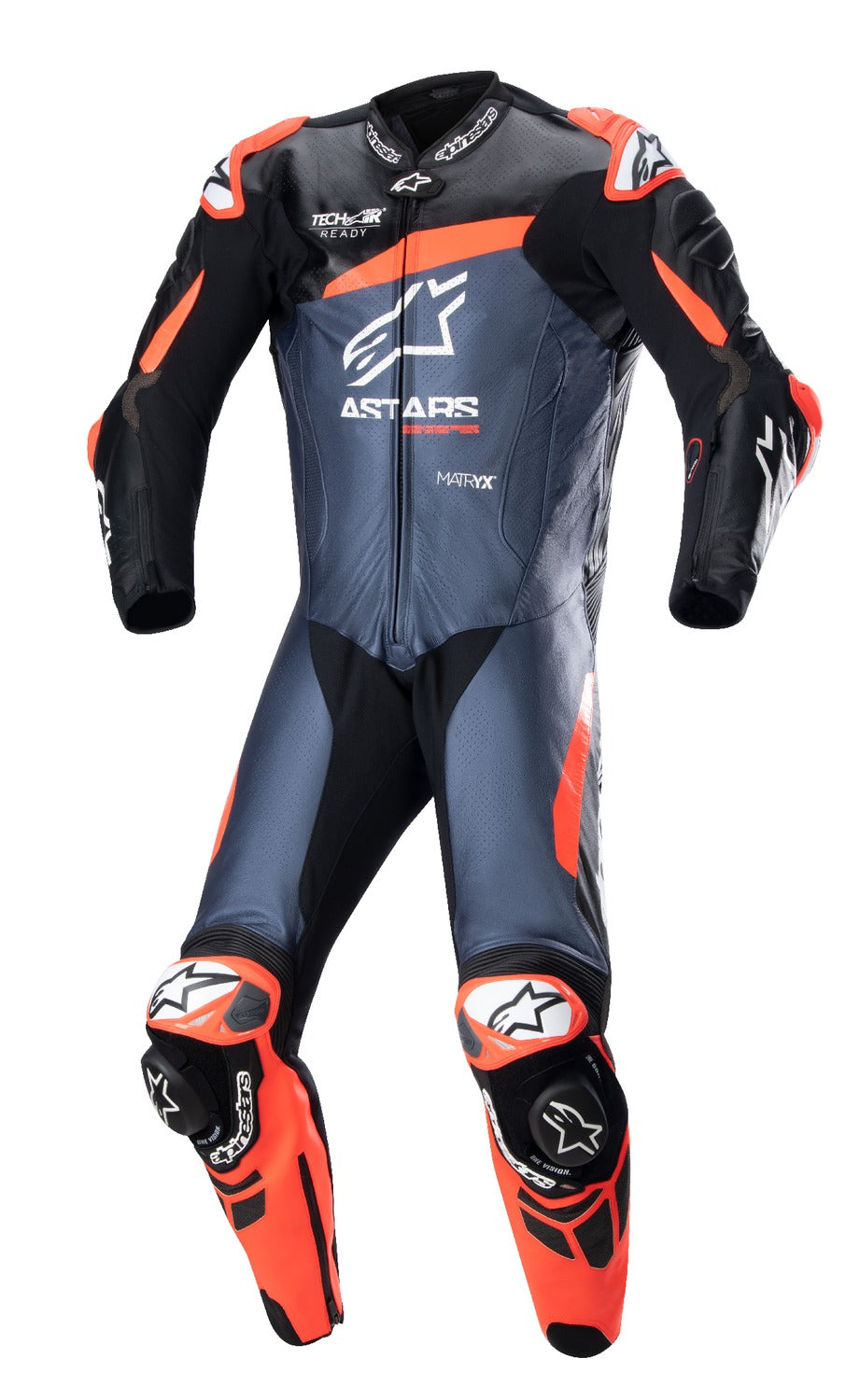 Jednodílná kombinéza Alpinestars GP Plus 4 TECH-AIR kompatibilní černá/červená fluo/tmavě modrá