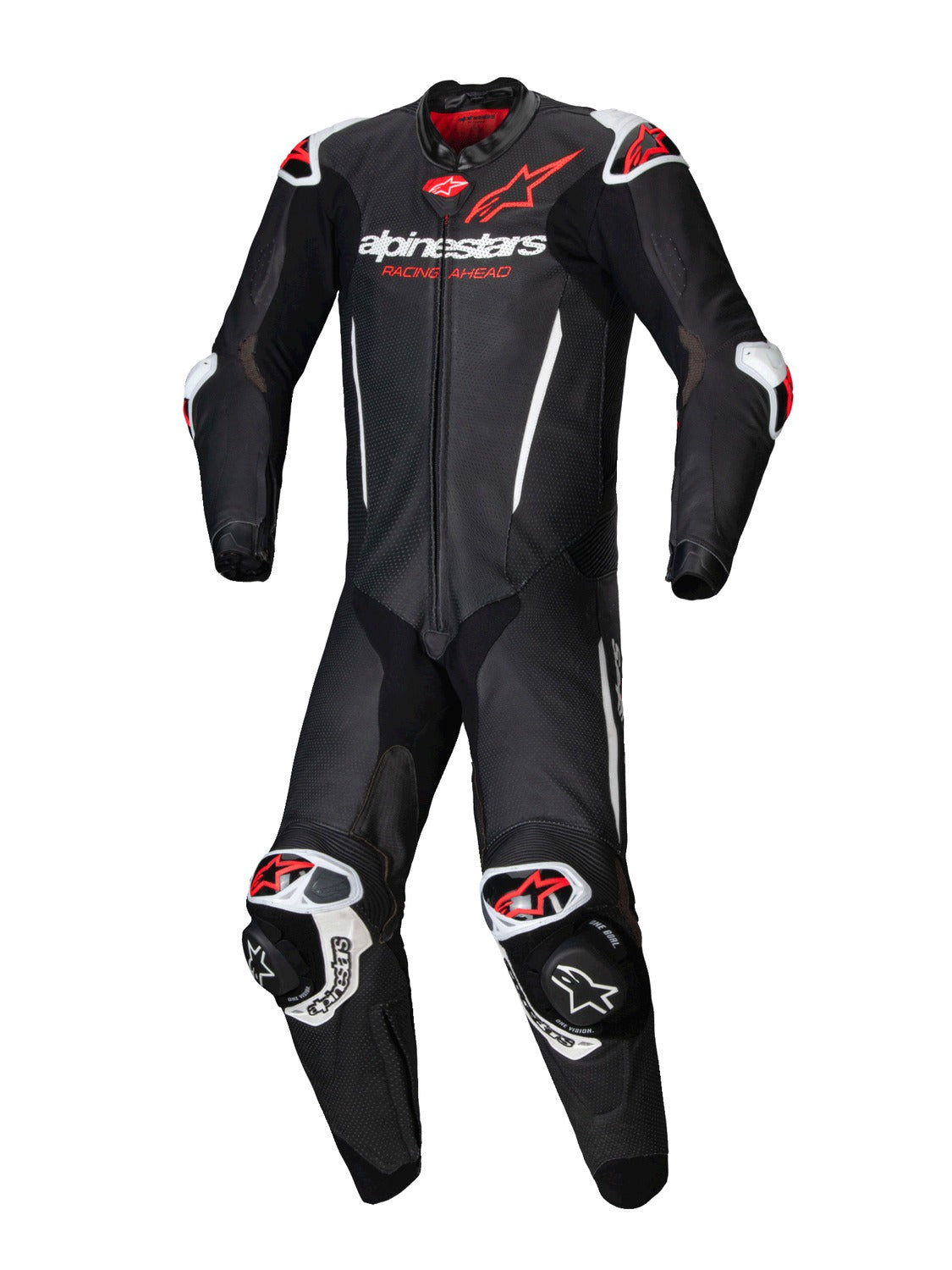 Jednodílná kombinéza Alpinestars GP-R7 TECH-AIR ready/kompatibilní černá/bílá/červená fluo