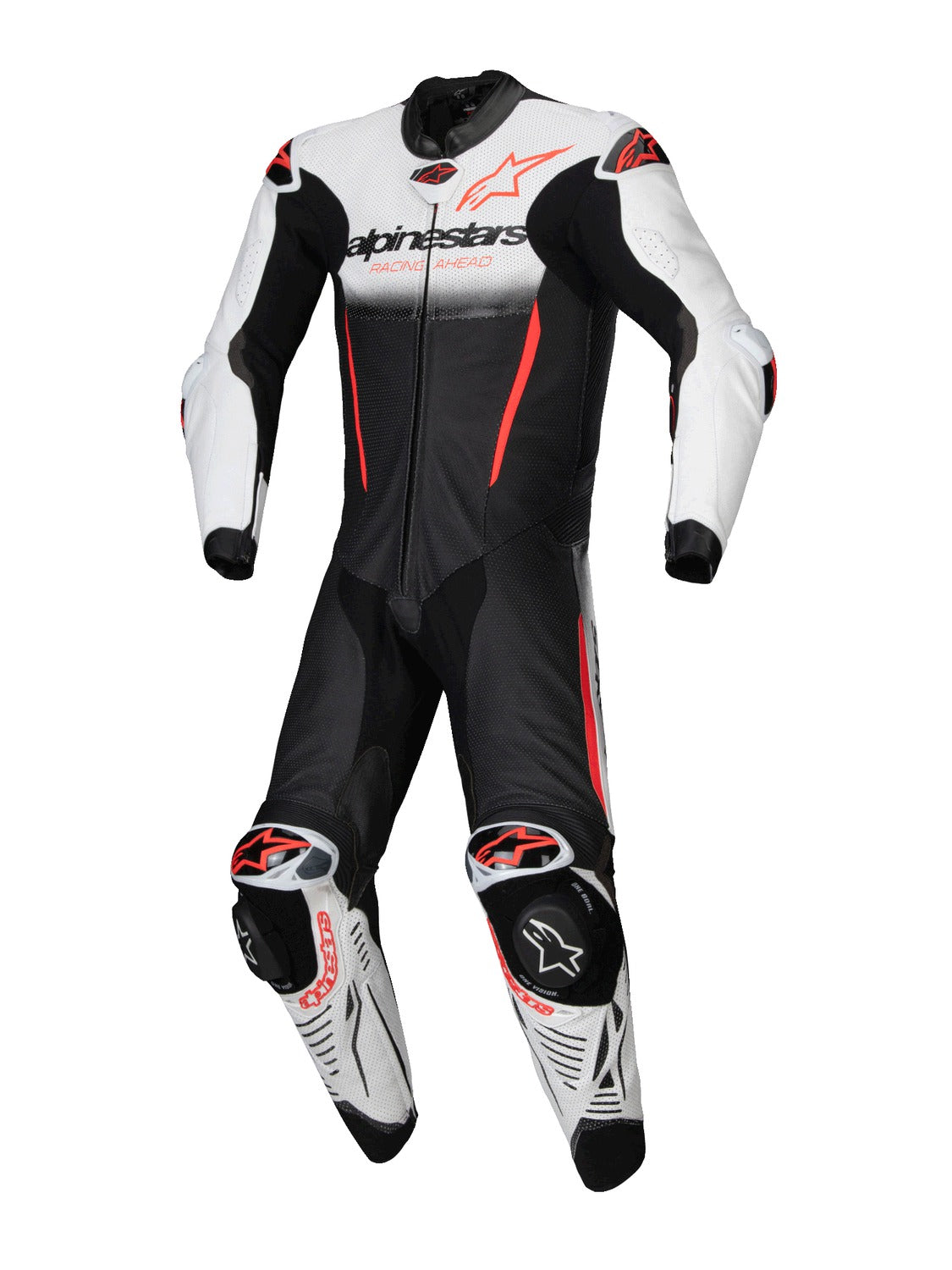 Jednodílná kombinéza Alpinestars GP-R7 TECH-AIR ready/kompatibilní bílá/černá/červená fluo
