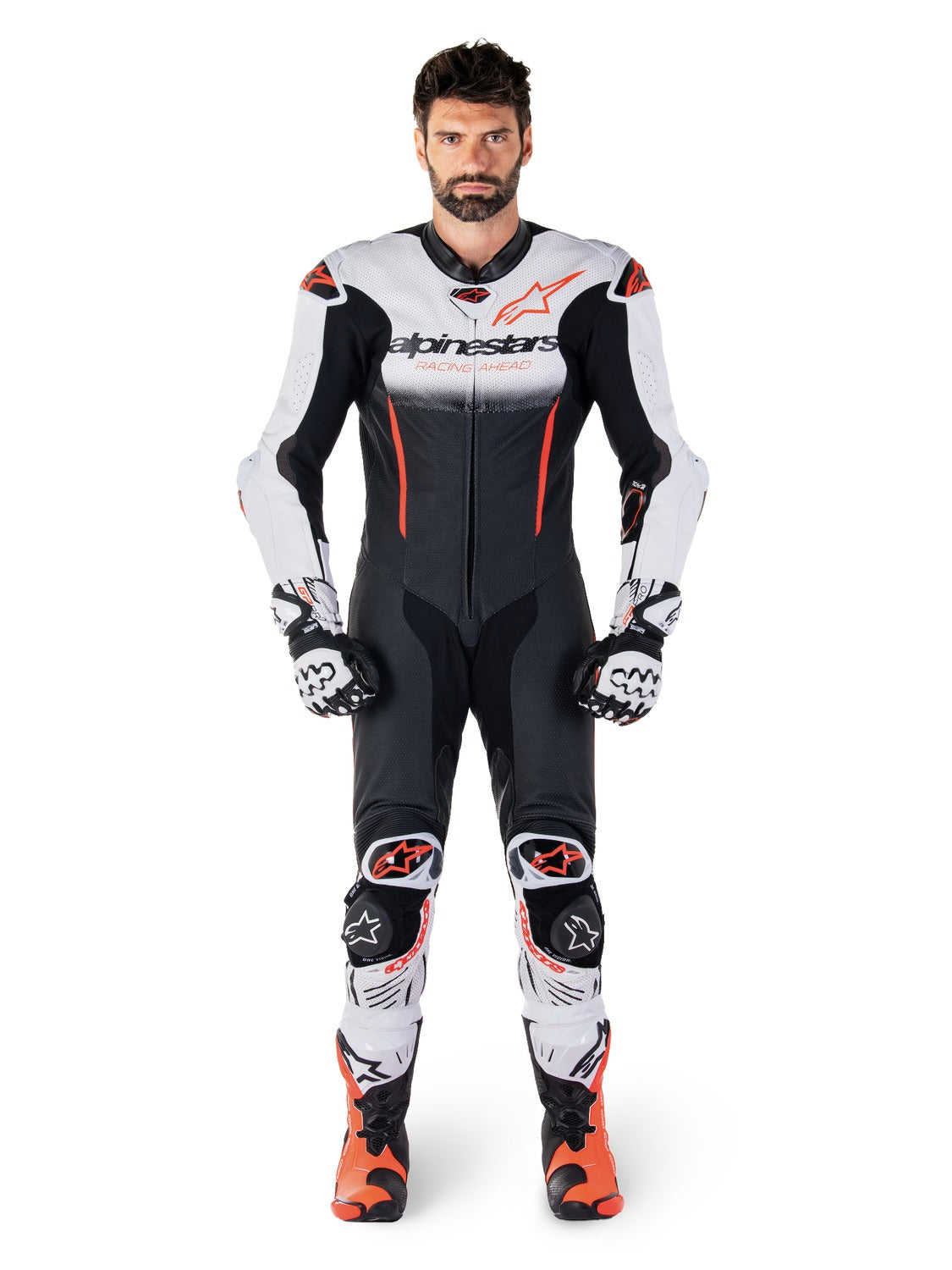 Jednodílná kombinéza Alpinestars GP-R7 TECH-AIR ready/kompatibilní bílá/černá/červená fluo