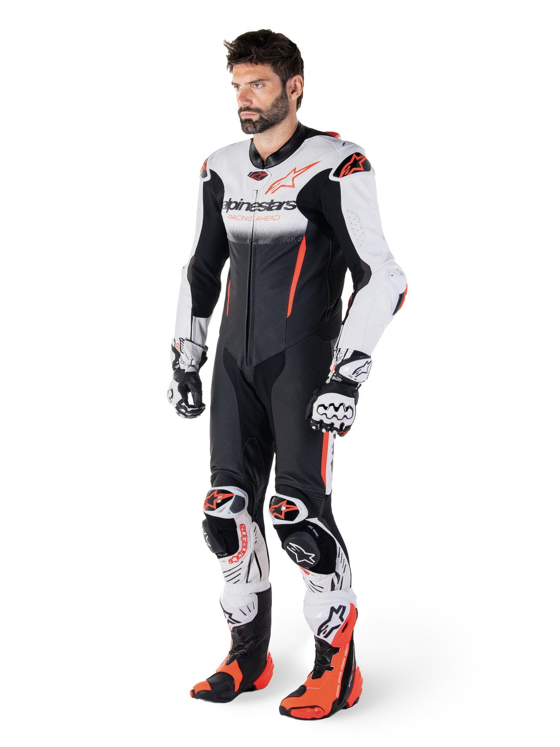 Jednodílná kombinéza Alpinestars GP-R7 TECH-AIR ready/kompatibilní bílá/černá/červená fluo