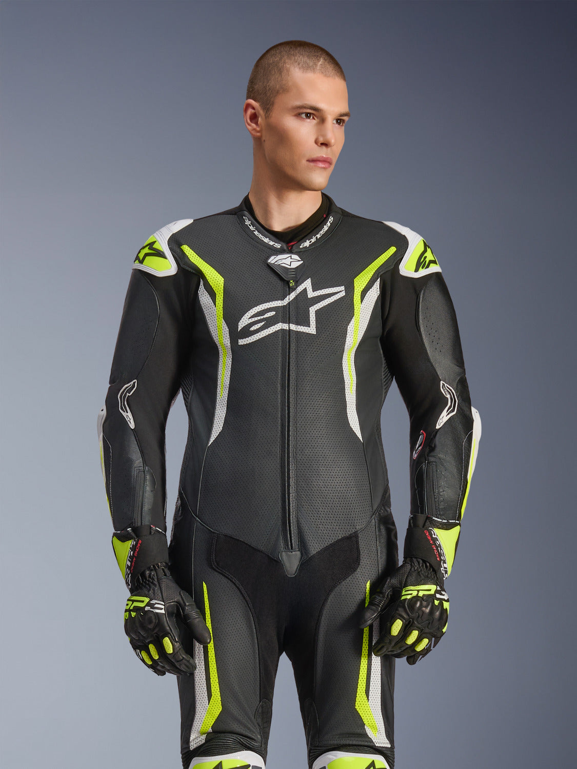 Jednodílná kombinéza Alpinestars GP Tech V5 černá/bílá/žlutá fluo