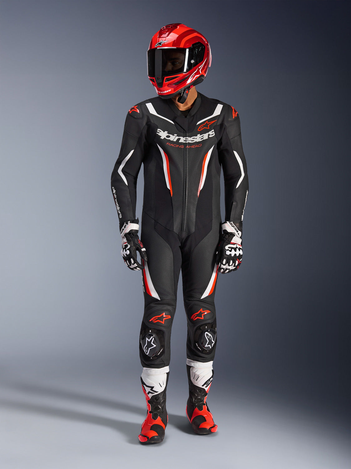 Jednodílná kombinéza Alpinestars GP Force V2 černá/bílá/červená fluo