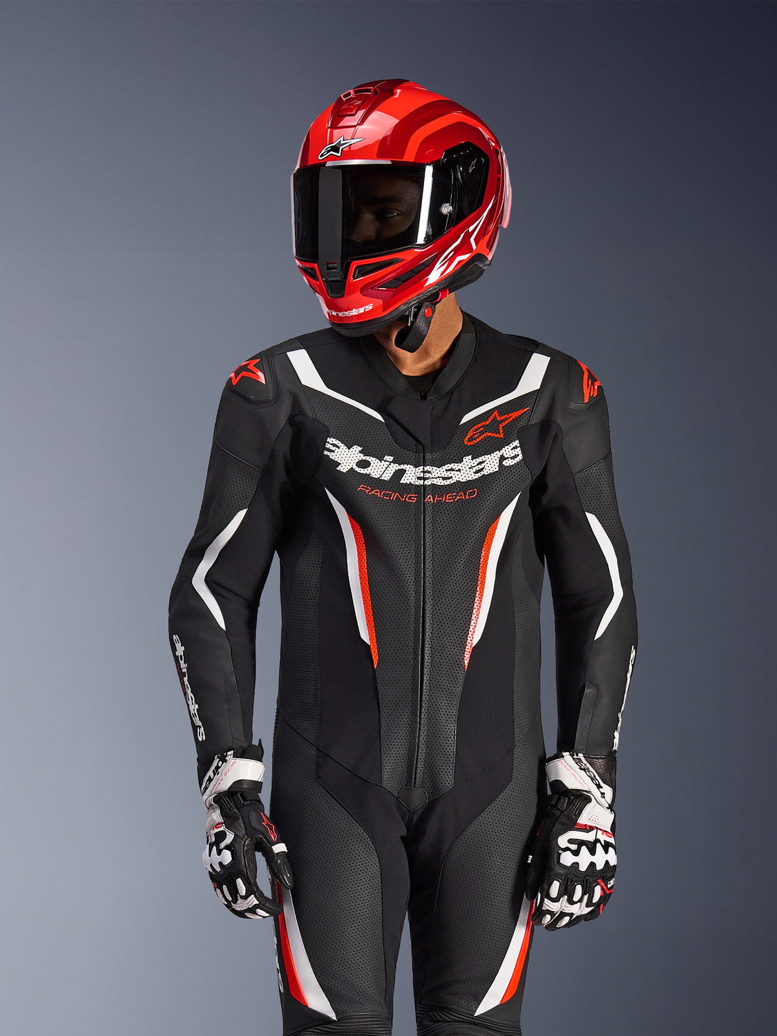 Jednodílná kombinéza Alpinestars GP Force V2 černá/bílá/červená fluo